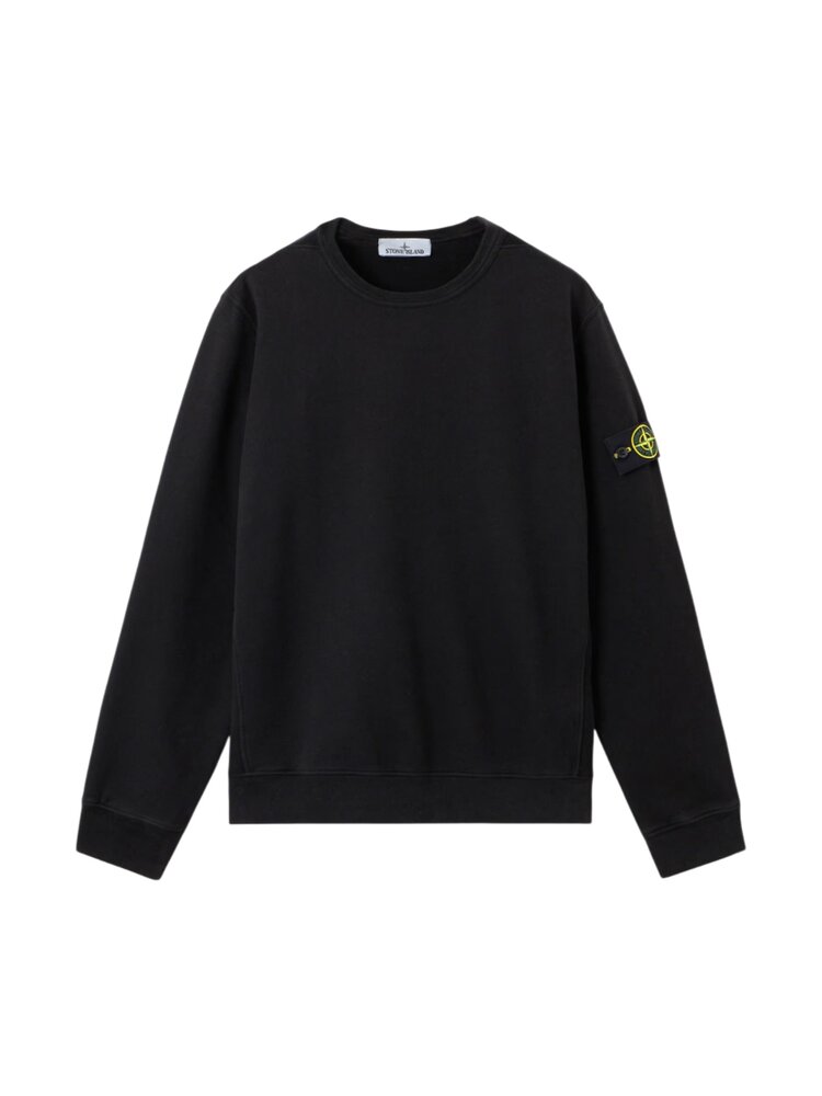 STONE ISLAND BRUSHED ORGANIC COTTON FLEECE SWEATER ZWART