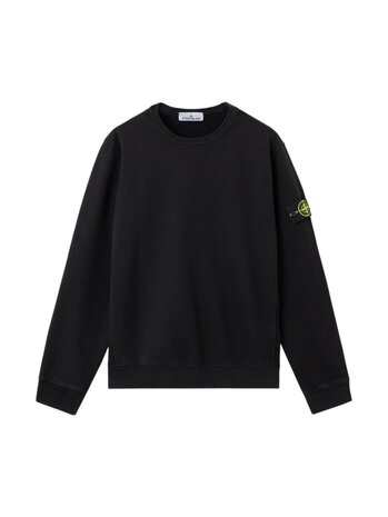 STONE ISLAND BRUSHED ORGANIC COTTON FLEECE SWEATER ZWART