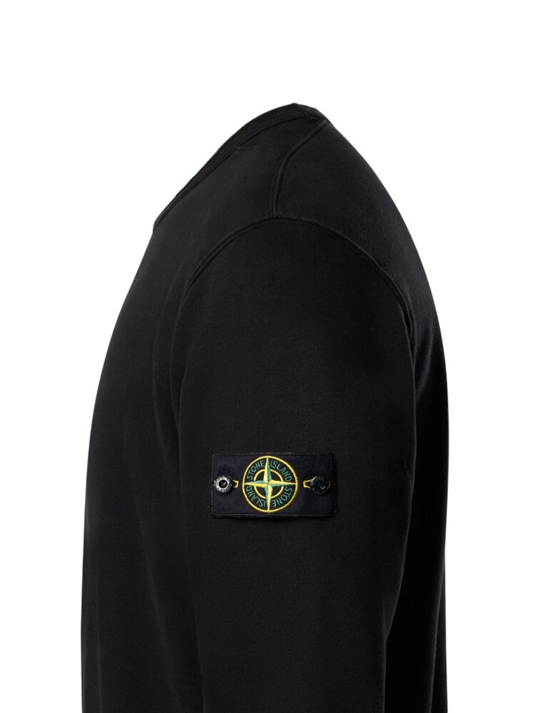 STONE ISLAND BRUSHED ORGANIC COTTON FLEECE SWEATER ZWART