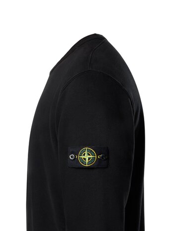 STONE ISLAND BRUSHED ORGANIC COTTON FLEECE SWEATER ZWART