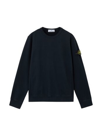 STONE ISLAND BRUSHED ORGANIC COTTON FLEECE SWEATER MARINE