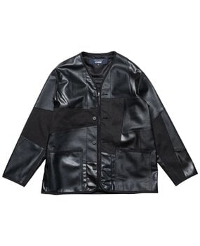 Comme des Garcons Homme COMME DES GARÇONS HOMME SYNTH LEATHER PATCHWORK JACK ZWART