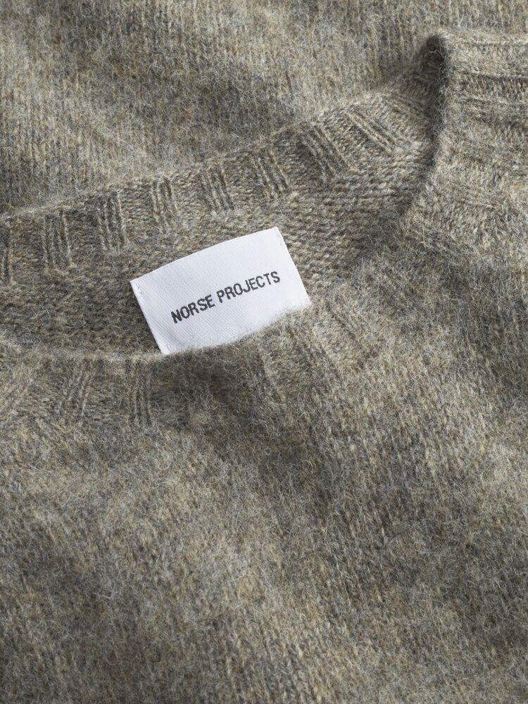 NORSE PROJECTS BIRNIR BRUSHED LAMBSWOOL PULLOVER GROEN NORSE PROJECTS BIRNIR BRUSHED LAMBSWOOL PULLOVER GROEN