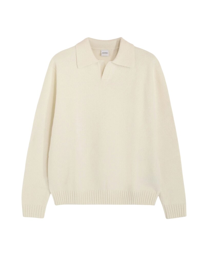 Aspesi ASPESI WOOL BLEND POLO SHIRT PULLOVER CREME