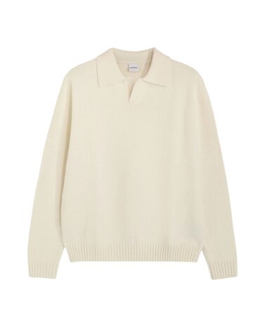 ASPESI WOOL BLEND POLO SHIRT PULLOVER CREME