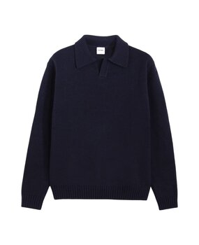 ASPESI WOOL BLEND POLO SHIRT PULLOVER NAVY
