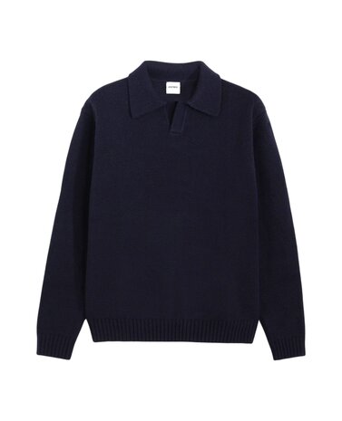 ASPESI WOOL BLEND POLO SHIRT PULLOVER NAVY ASPESI WOOL BLEND POLO SHIRT PULLOVER NAVY