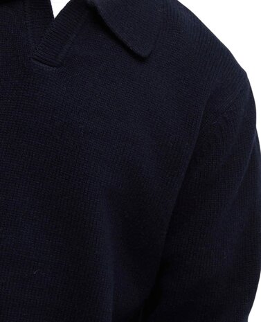 ASPESI WOOL BLEND POLO SHIRT PULLOVER NAVY ASPESI WOOL BLEND POLO SHIRT PULLOVER NAVY