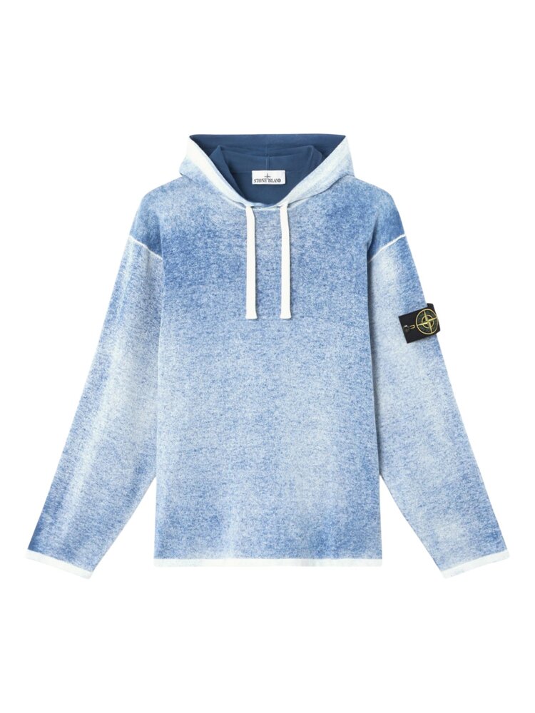 STONE ISLAND HOODED PULLOVER SPRAY EFFECT BLAUW