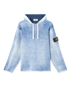 STONE ISLAND HOODED PULLOVER SPRAY EFFECT BLAUW STONE ISLAND HOODED PULLOVER SPRAY EFFECT BLAUW