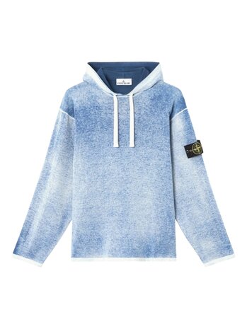 STONE ISLAND HOODED PULLOVER SPRAY EFFECT BLAUW