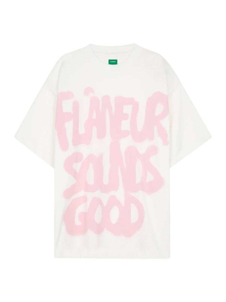 FLÂNEUR SOUNDS GOOD T-SHIRT ROZE/WIT