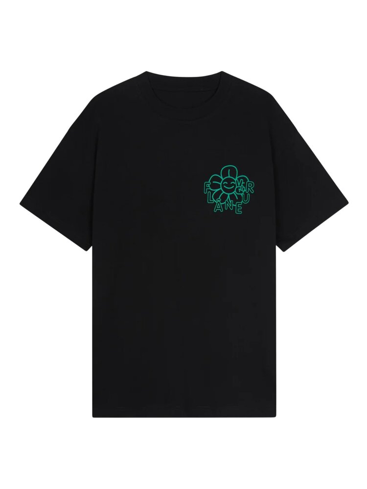 FLÂNEUR HAPPY FLOWER T-SHIRT ZWART