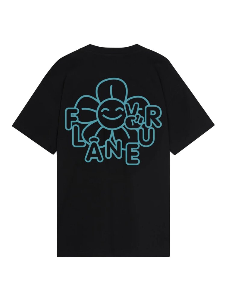 FLÂNEUR HAPPY FLOWER T-SHIRT ZWART