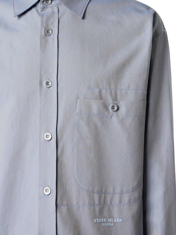 Stone Island STONE ISLAND MARINA ORGANIC OXFORD COTTON SHIRT BLAUW