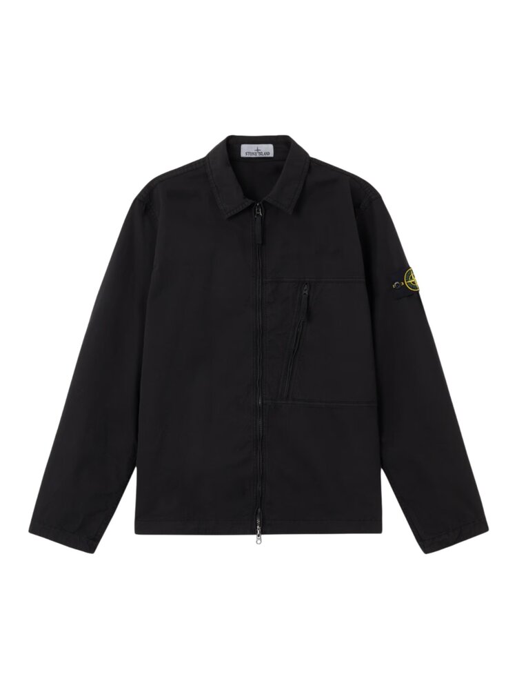 STONE ISLAND SUPIMA COTTON TWILL STRETCH-TC OVERSHIRT ZWART