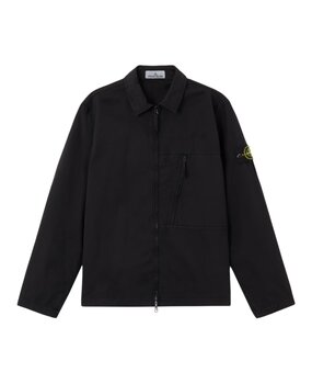 STONE ISLAND SUPIMA COTTON TWILL STRETCH-TC OVERSHIRT ZWART