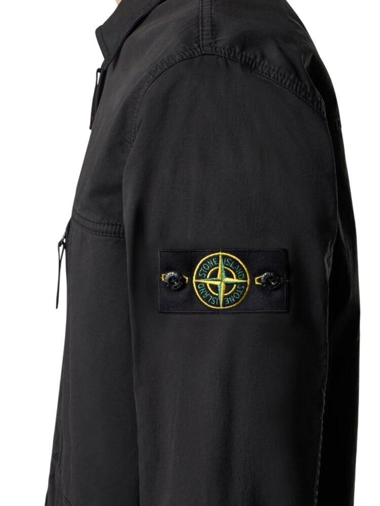 STONE ISLAND SUPIMA COTTON TWILL STRETCH-TC OVERSHIRT ZWART