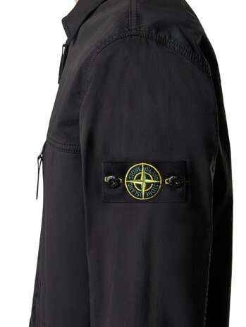 STONE ISLAND SUPIMA COTTON TWILL STRETCH-TC OVERSHIRT ZWART
