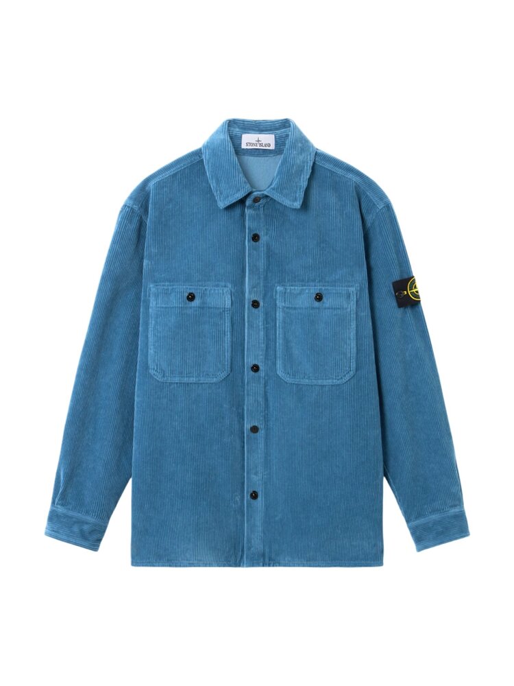 Stone Island STONE ISLAND ORGANIC COTTON 800 CORDUROY OVERSHIRT BLAUW