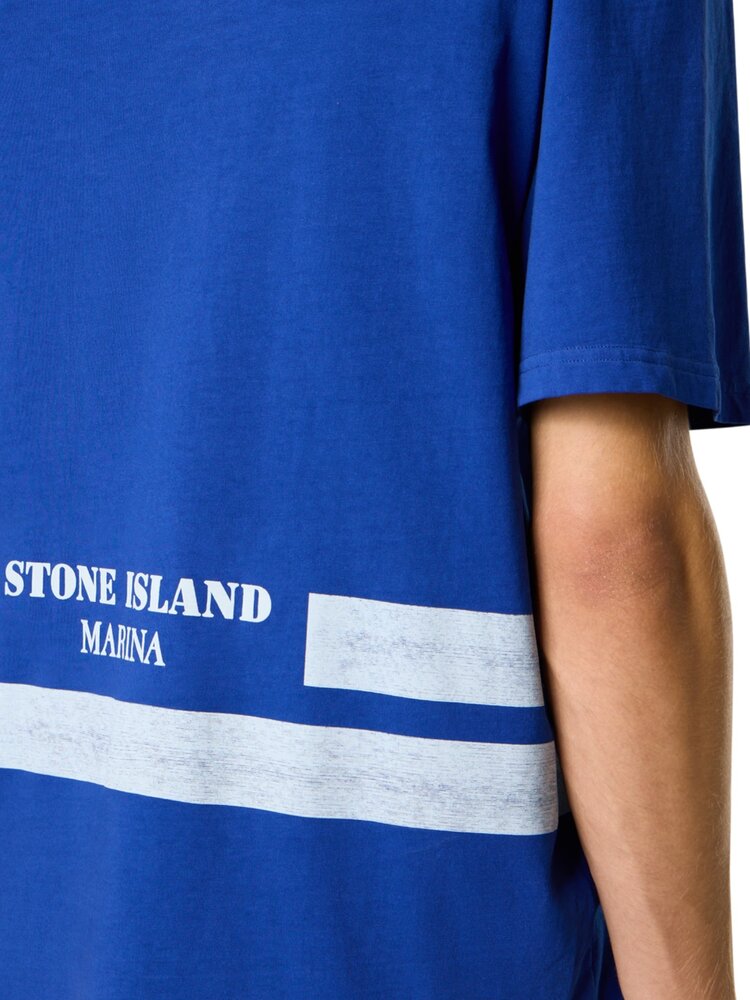 STONE ISLAND MARINA ORGANIC COTTON T-SHIRT BLAUW STONE ISLAND MARINA ORGANIC COTTON T-SHIRT BLAUW