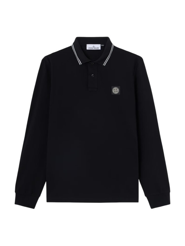 STONE ISLAND LONGSLEEVE POLO ZWART