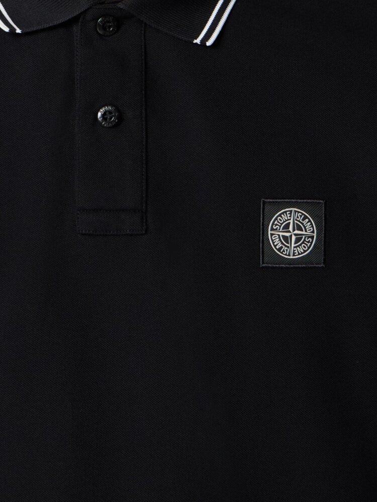STONE ISLAND LONGSLEEVE POLO ZWART
