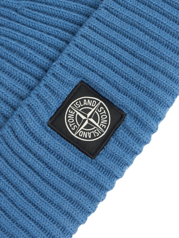 STONE ISLAND FULL RIB RWS WOOL MUTS BLUE ACCIAIO