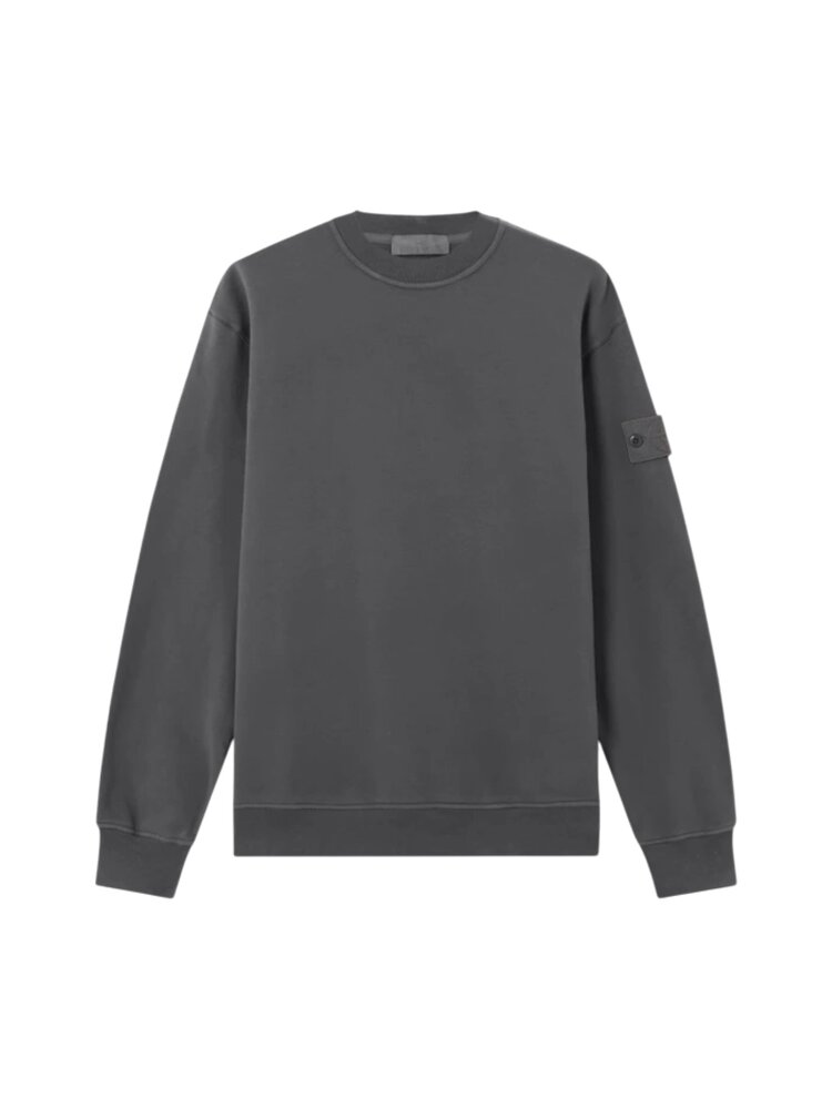 STONE ISLAND GHOST STRETCH COTTON FLEECE SWEATER DARK GREY