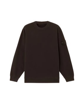 STONE ISLAND GHOST STRETCH COTTON FLEECE SWEATER DARK BROWN