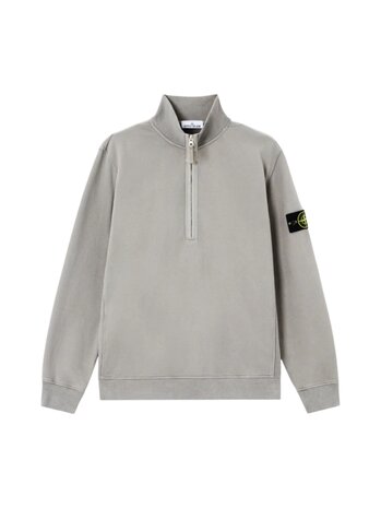 Stone Island STONE ISLAND BRUSHED ORGANIC COTTON FLEECE HALF ZIP SWEATER CEMENT GREY