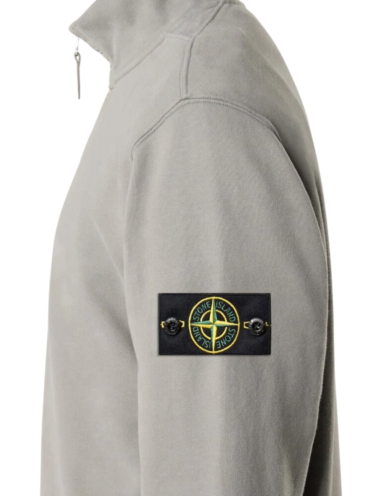 Stone Island STONE ISLAND BRUSHED ORGANIC COTTON FLEECE HALF ZIP SWEATER CEMENT GREY