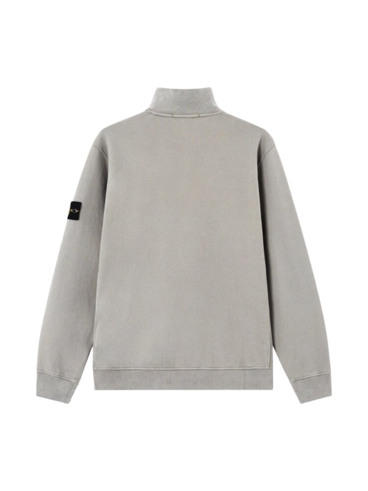 STONE ISLAND BRUSHED ORGANIC COTTON FLEECE HALF ZIP SWEATER CEMENT GREY