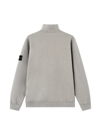 STONE ISLAND BRUSHED ORGANIC COTTON FLEECE HALF ZIP SWEATER CEMENT GREY