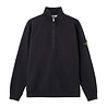 Stone Island STONE ISLAND BRUSHED ORGANIC COTTON FLEECE HALF ZIP SWEATER BLACK