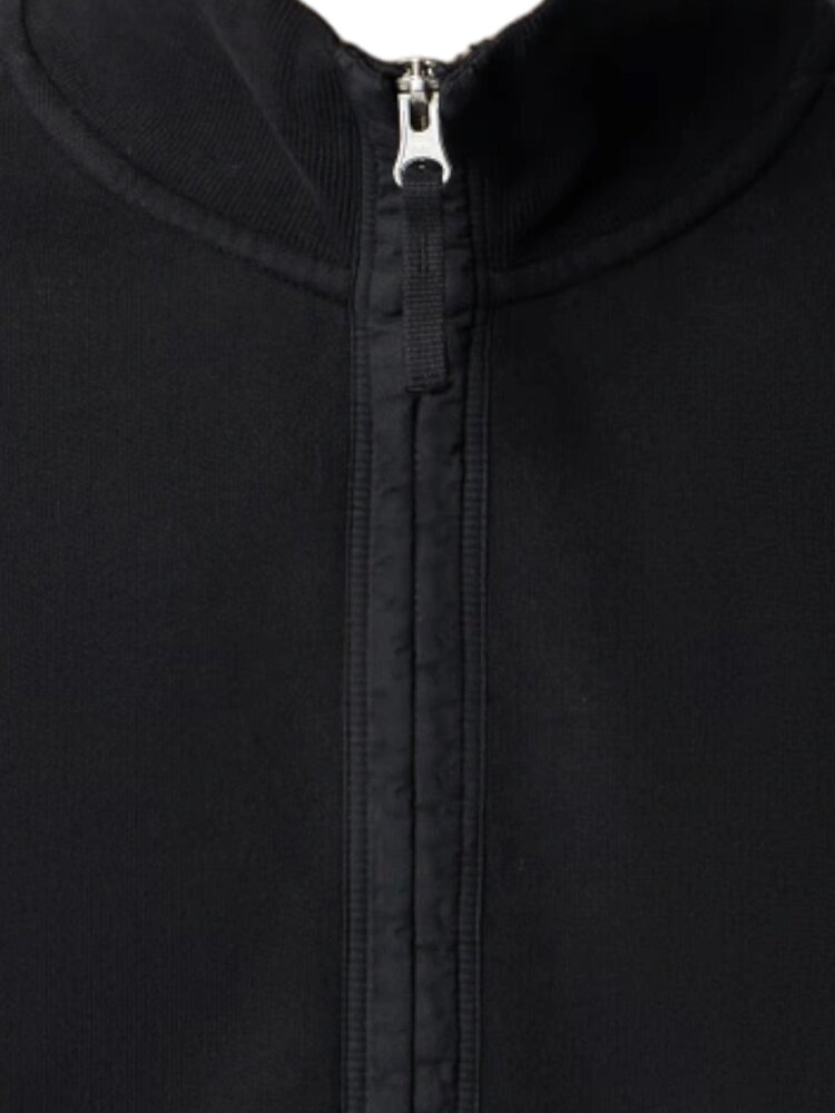 STONE ISLAND BRUSHED ORGANIC COTTON FLEECE HALF ZIP SWEATER BLACK