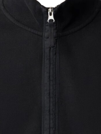 STONE ISLAND BRUSHED ORGANIC COTTON FLEECE HALF ZIP SWEATER BLACK