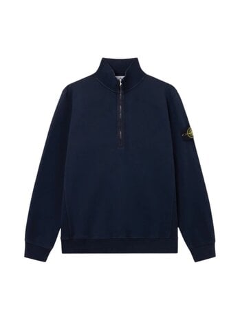 Stone Island STONE ISLAND BRUSHED ORGANIC COTTON FLEECE HALF ZIP SWEATER MARINE