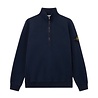 STONE ISLAND BRUSHED ORGANIC COTTON FLEECE HALF ZIP SWEATER MARINE