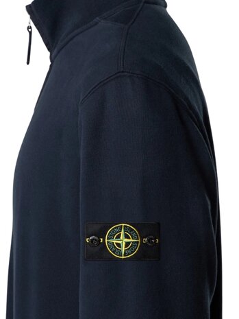 STONE ISLAND BRUSHED ORGANIC COTTON FLEECE HALF ZIP SWEATER MARINE