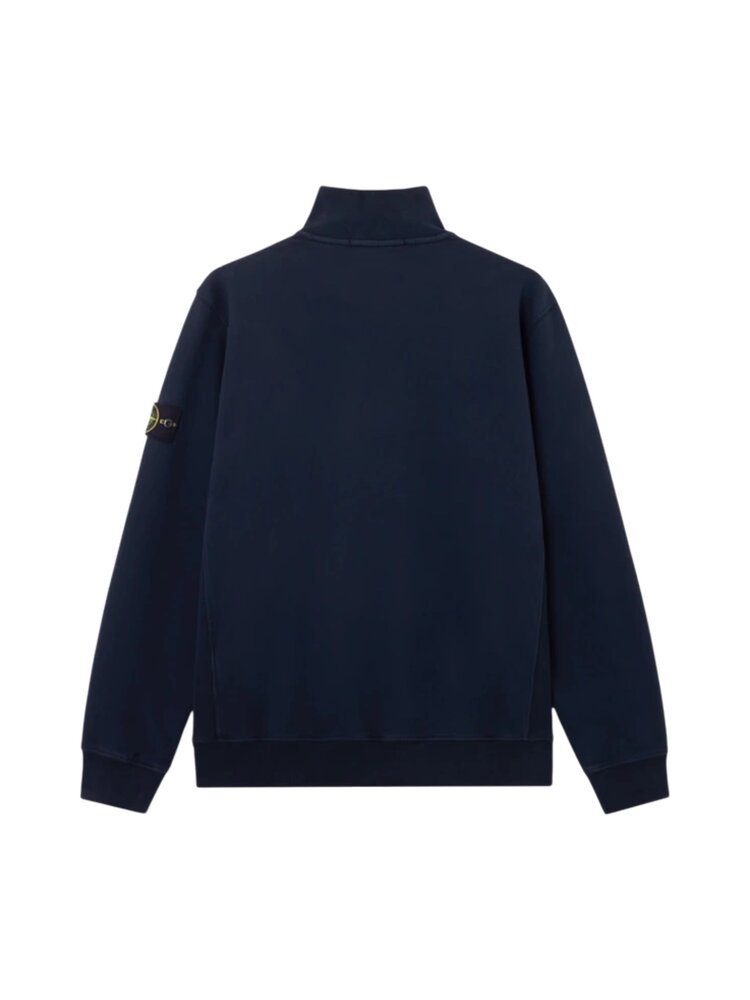 STONE ISLAND BRUSHED ORGANIC COTTON FLEECE HALF ZIP SWEATER MARINE