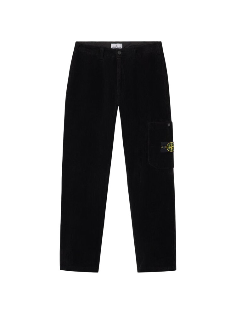 Stone Island STONE ISLAND ORGANIC COTTON CORDUROY 800 BROEK ZWART