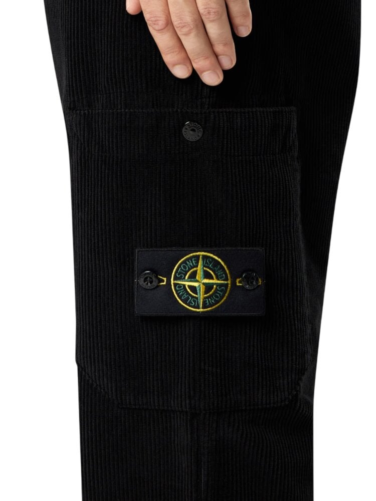 STONE ISLAND ORGANIC COTTON CORDUROY 800 BROEK ZWART