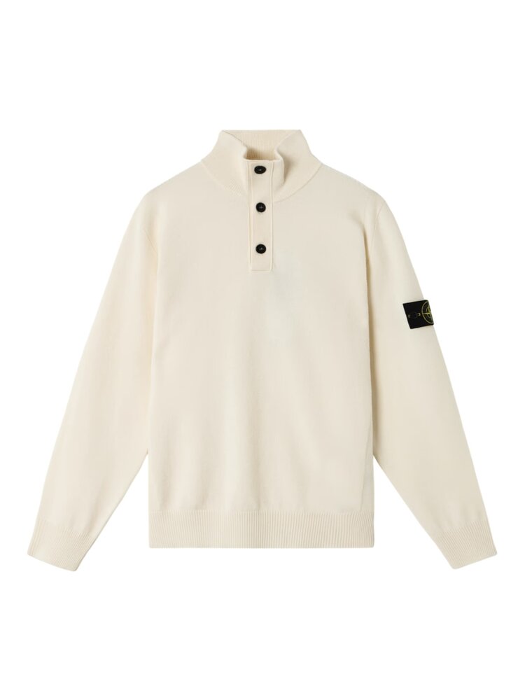 STONE ISLAND STRETCH RWS WOOL HALF-BUTTON CREME