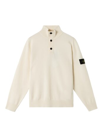 Stone Island STONE ISLAND STRETCH RWS WOOL HALF-BUTTON CREME