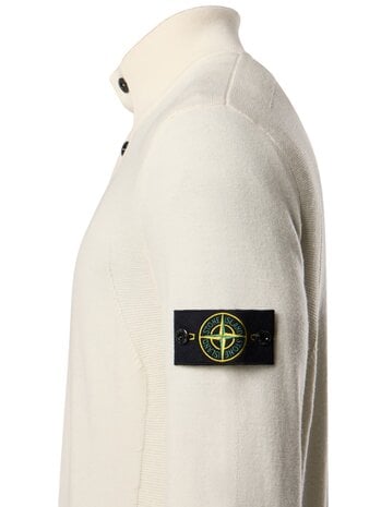 STONE ISLAND STRETCH RWS WOOL HALF-BUTTON CREME