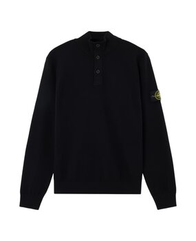 STONE ISLAND STRETCH RWS WOOL HALF-BUTTON ZWART