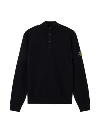 STONE ISLAND STRETCH RWS WOOL HALF-BUTTON ZWART