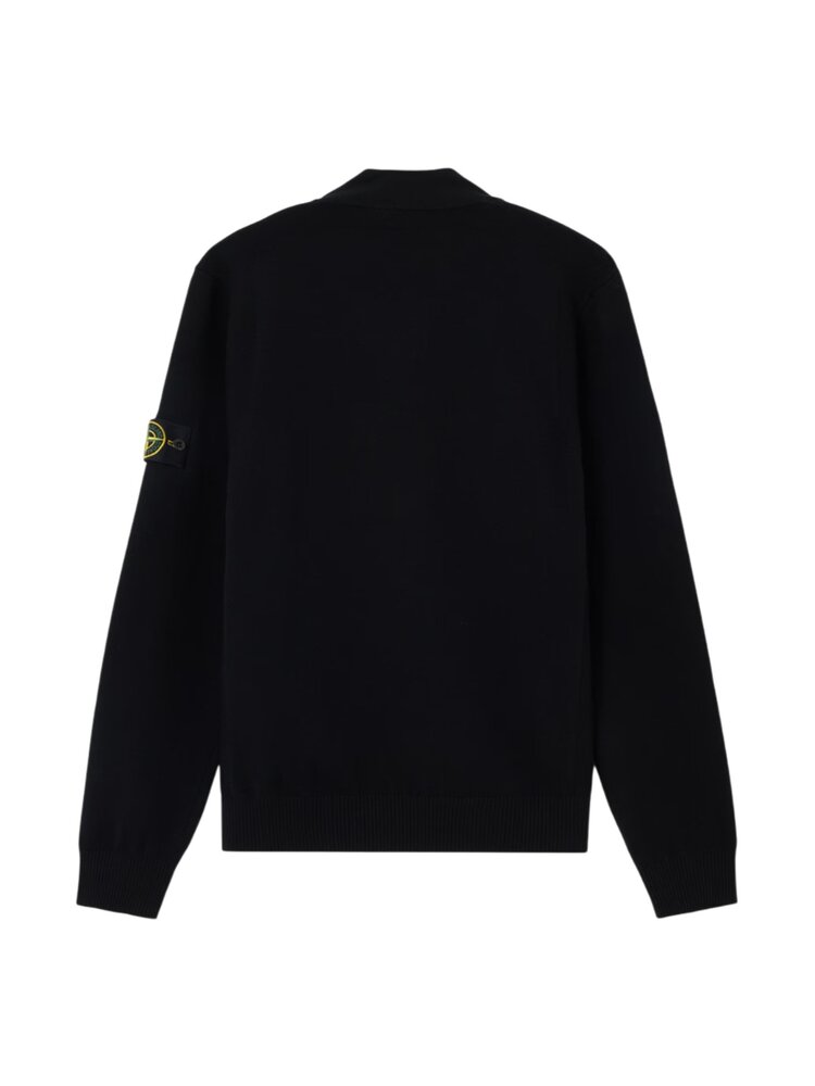 STONE ISLAND STRETCH RWS WOOL HALF-BUTTON ZWART