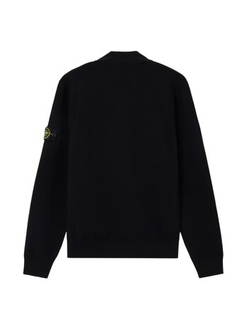 STONE ISLAND STRETCH RWS WOOL HALF-BUTTON ZWART